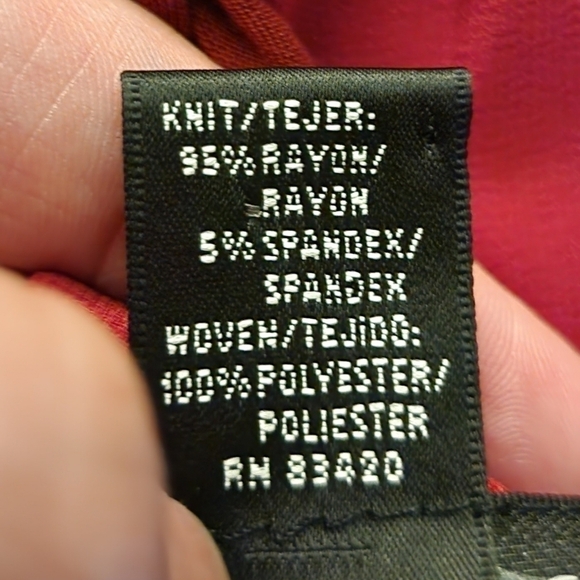 August Silk Red Super Soft Tie Neckline Blouse Women's Large L Bell Sleeve Boho - Picture 8 of 9